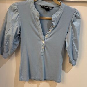 Veronica Beard Sky Blue Button-Down Blouse